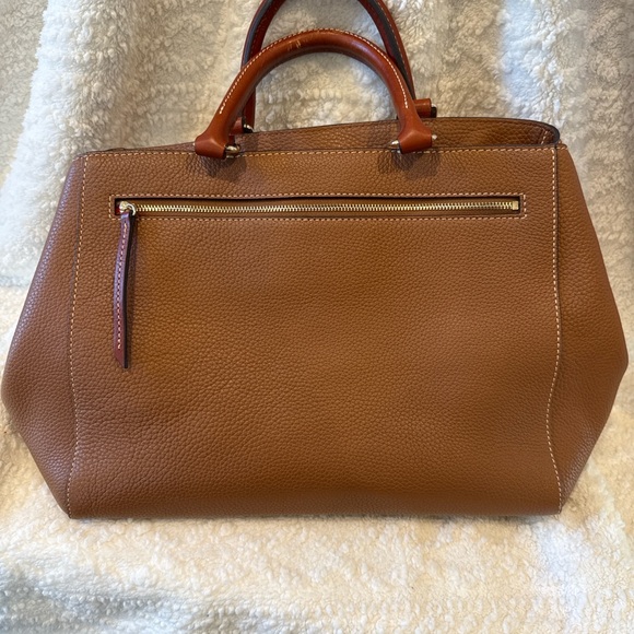 Dooney & Bourke Pebbled Leather Satchel Tote Brown Red Lining - Picture 8 of 14